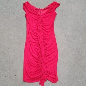 New York & Company ruffle front dress red XS